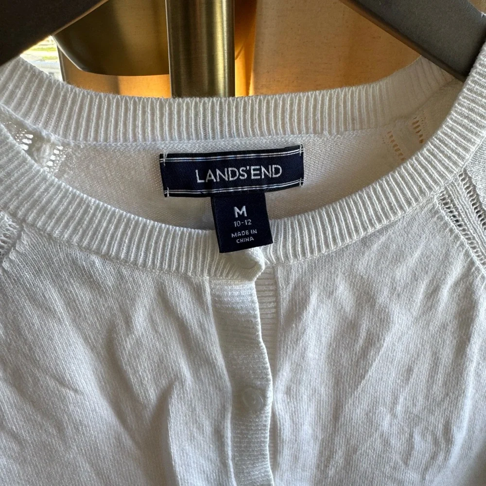 Lands' End White Button-Up Cardigan - Picture 2 of 6